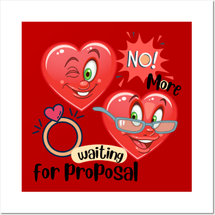 Funny cartoon hearts - marriage proposal Posters and Art